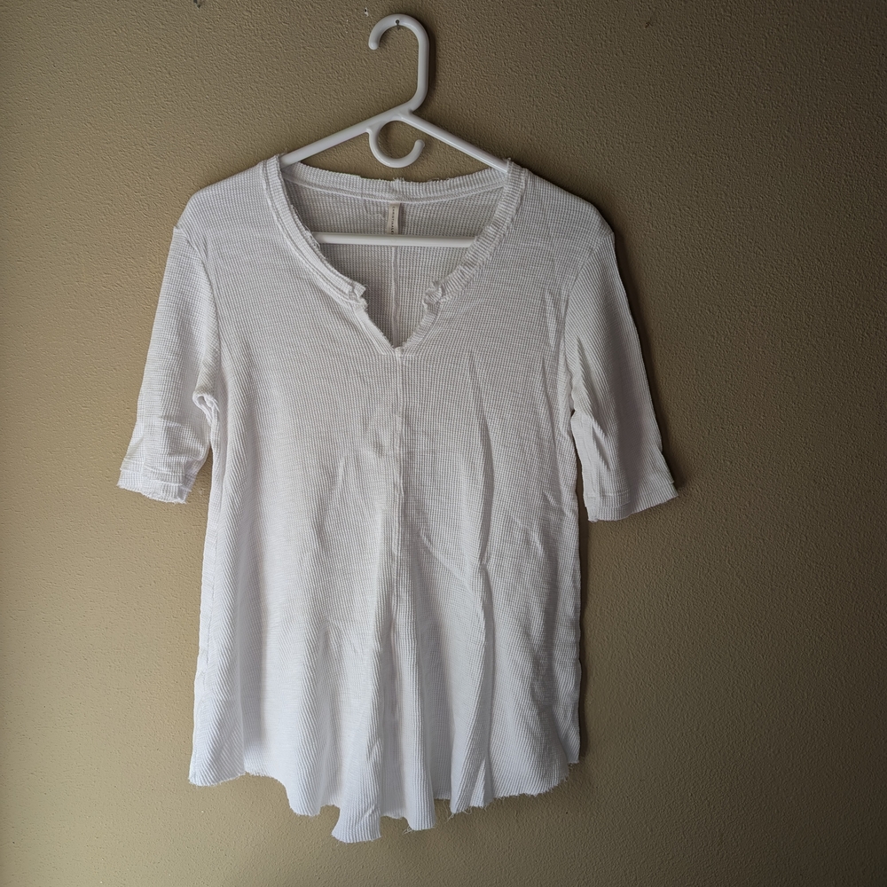 Christina Lehr White Textured Long Sleeve Top